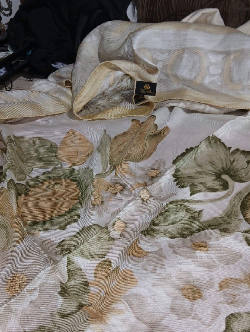 Beige and Cream Patterned Silk Scarf 55 X 55 INCHES SQUARE.